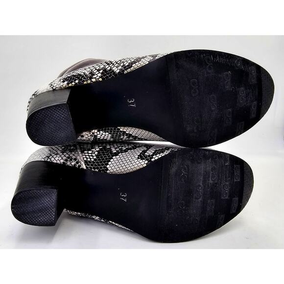 Slouch Mid Calf Boots Snake Pattern Gray Black Faux Leather Women's 37 EU 6.5 US - Picture 6 of 8